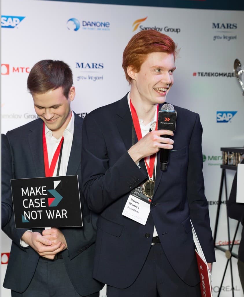 Nikita on stage at the Russia Cup 2018 case competition