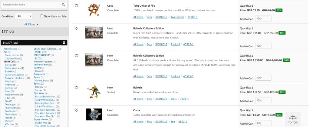 BHSL — Bricklink store inventory